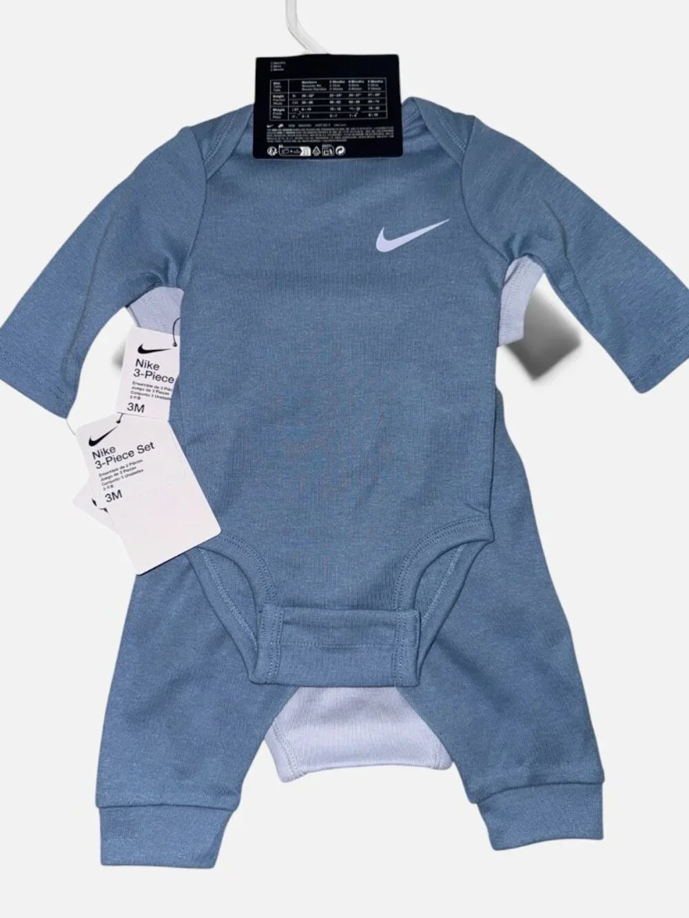 Nike Baby Boy 3 Pc Set Infant 2 Bodysuits & Leggings 3M Work Blue NWT
